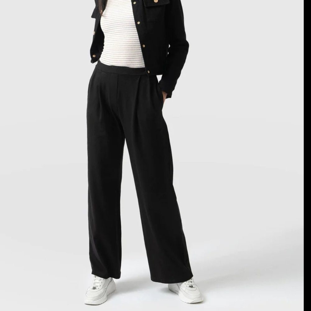 SAINT + SOFIA Camden Wide Leg Pant in Black, Size M
